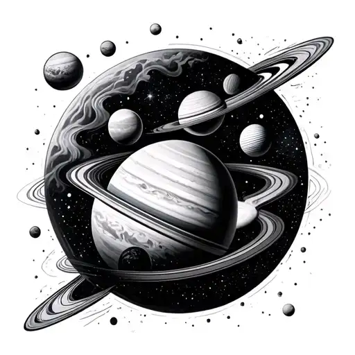 Galaxy With Planets Inside