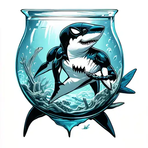 Spiderman Holding Aquarium With Baby Shark