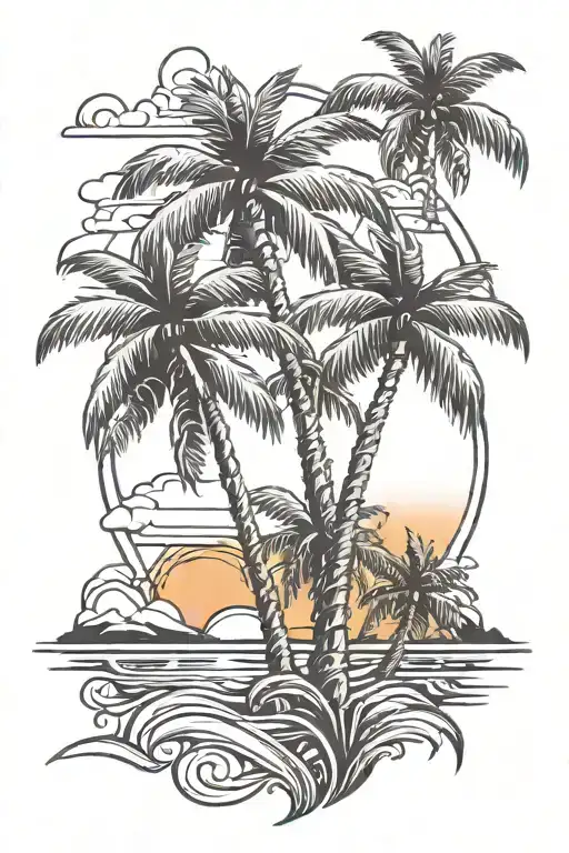 Palm Trees Colors Sunset