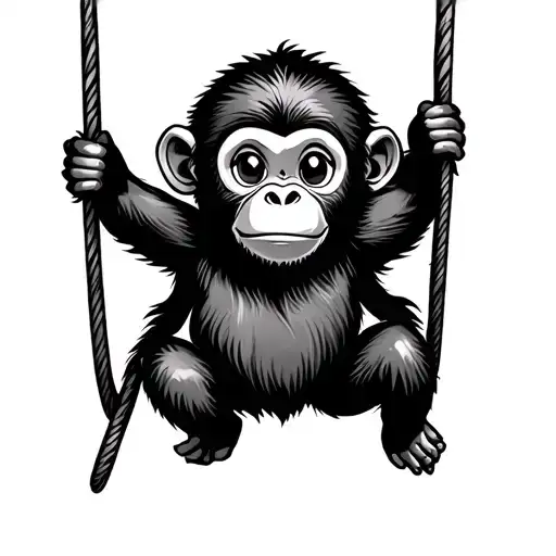 Simple Cute Monkey Swinging