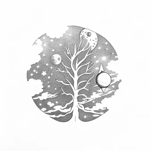 Tree With Astronaut In Space