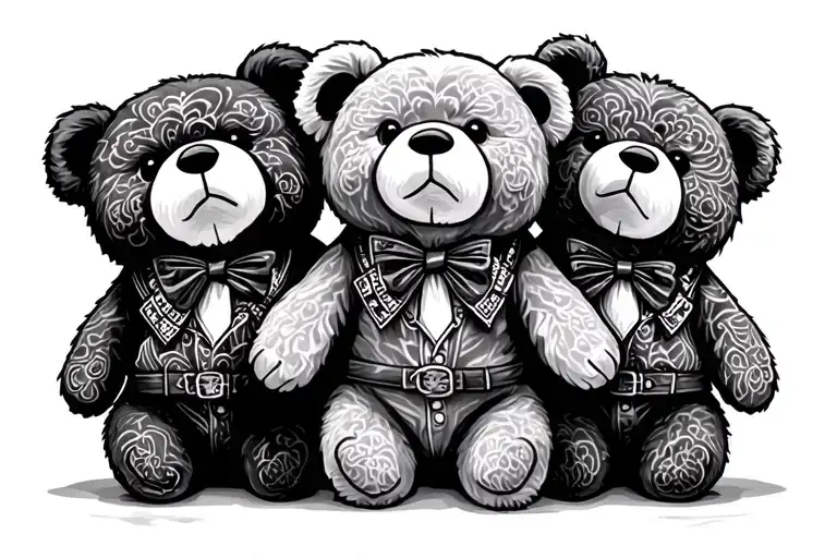 Three Gangster Teddy Bears
