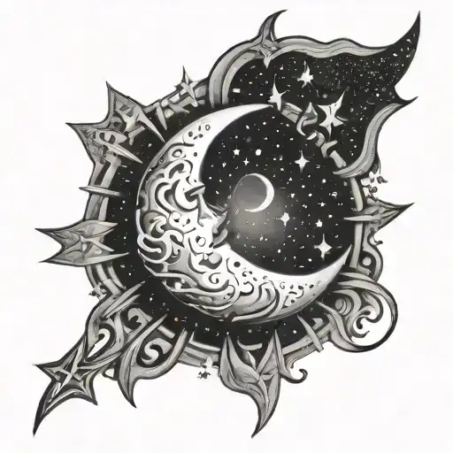 Moon Surrounded By Stars