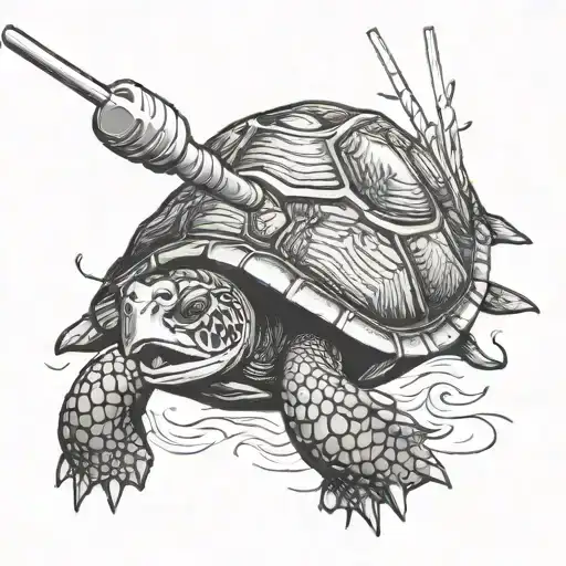 Turtle Eating A Plastic Straw