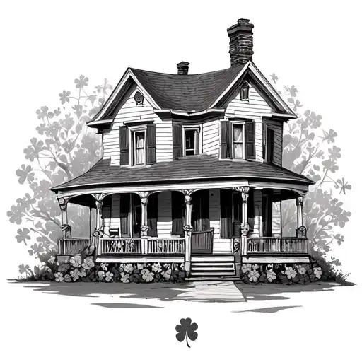 House With Porch Surrounded By Paisley Shamrock