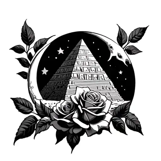 Roses Egypt Pyramid Moon
