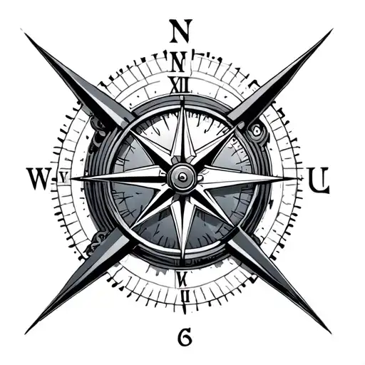 Compass And Clock Mechanism Intertwined