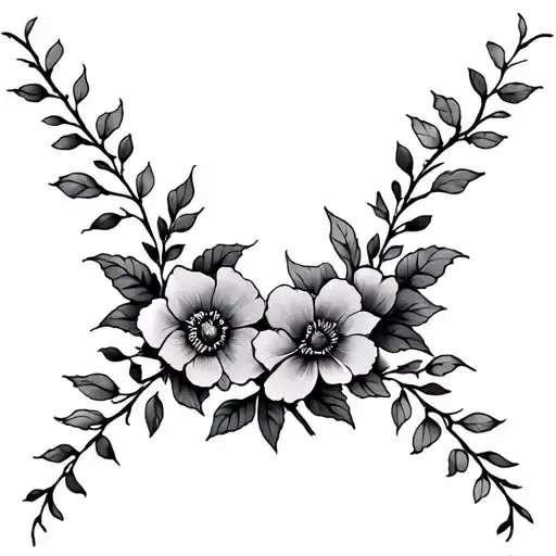 V Shaped Floral Vine