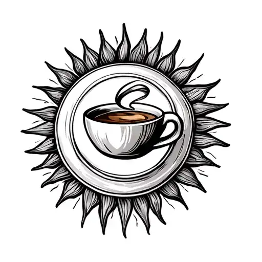 Sun And Coffee Bean Tattoo Design