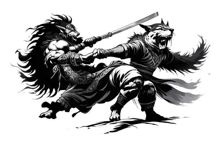 Manchurian Warrior Battling