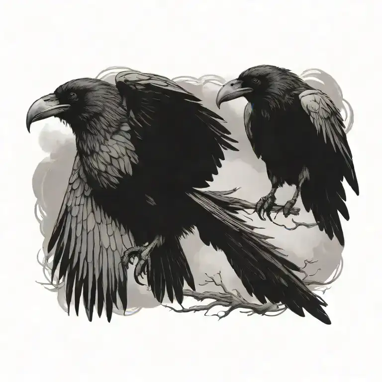 Hugin And Munin Raven Flying