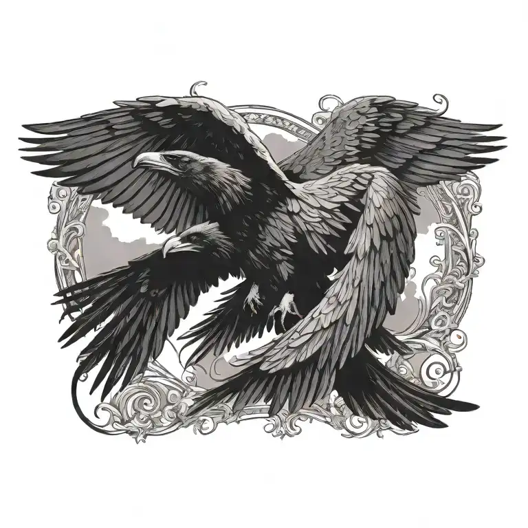 Hugin And Munin Raven Flying