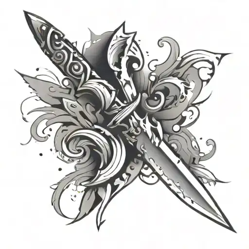 Abstract Blade Tattoo In Grunge Style