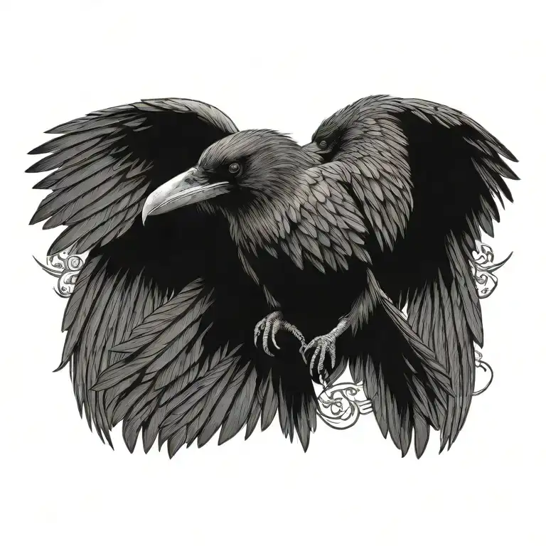Hugin And Munin Raven Flying