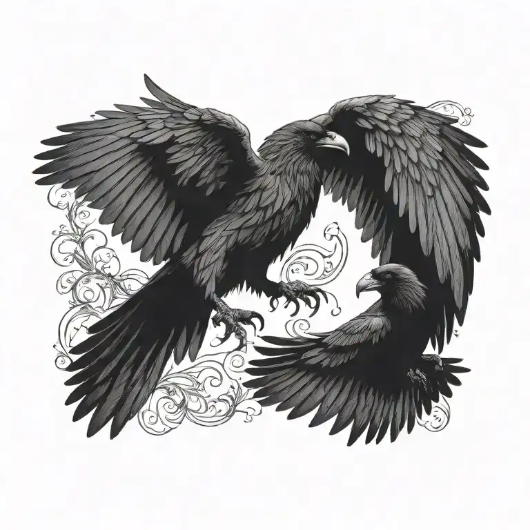 Hugin And Munin Raven Flying