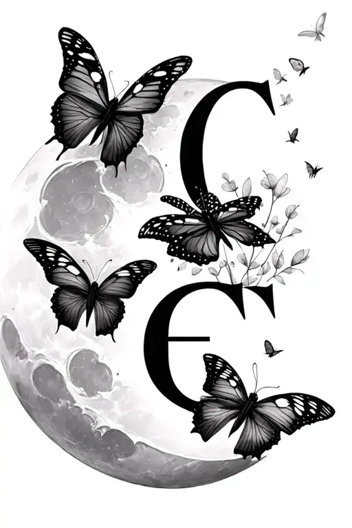 Fineline Moon Butterflies Fling Around Three And The Letters C E G