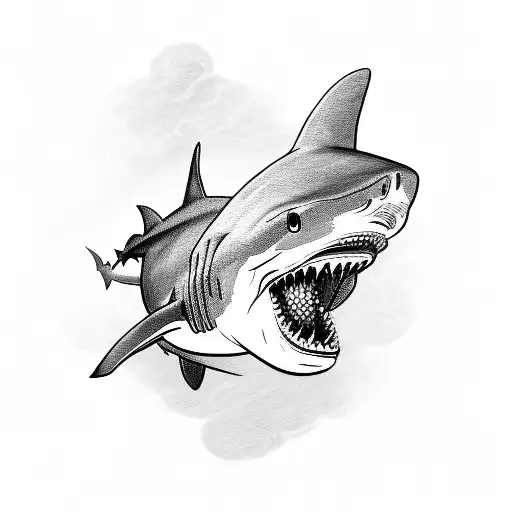 Shark With Arm On Mouth