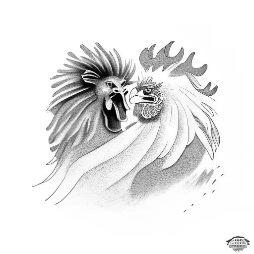 Lion Fighting With A Rooster