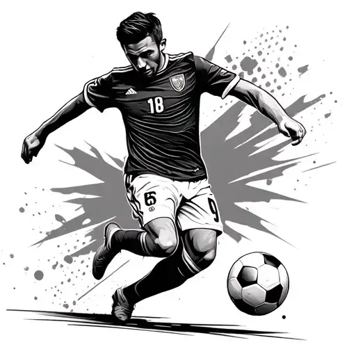 Soccer Player Kicking A Ball