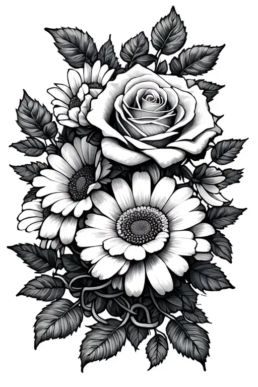 Rose And Daisy Chain Intertwined