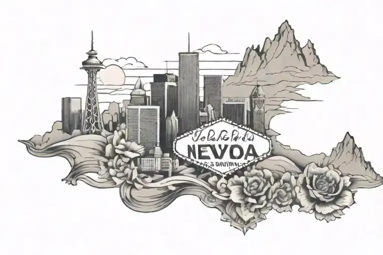 Brooklyn New York Skyline And Vegas Nevada Mountains In The Backround