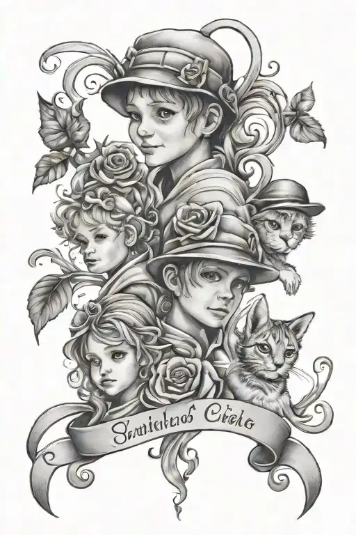 Tattoo With 5 Names For Children And Grand Child And A Image