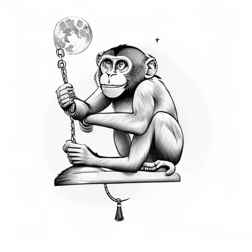 A Monkey Hang From The Moon