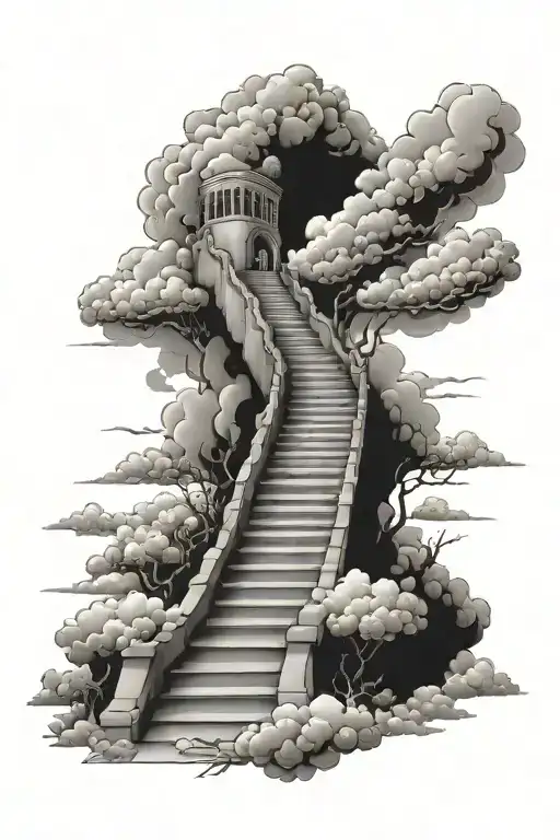 Stairs To Heaven With Clouds