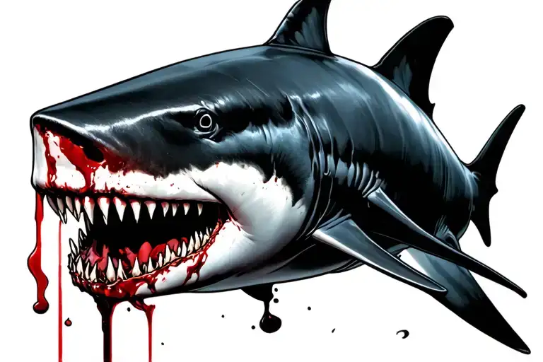 Great White Shark With A Bloody Mouth
