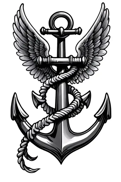 Anchor Wrapped With Wings