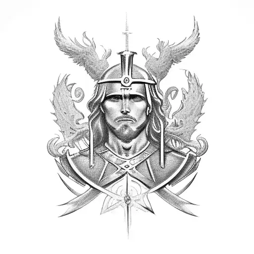 St Michael Warrior Neck Tatto