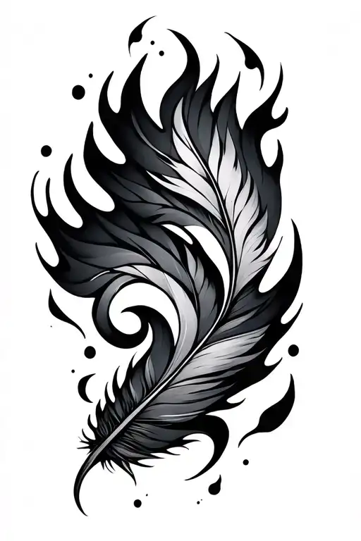 Geometric Abstract Asymmetric Upper Sleeve Feathers Fire