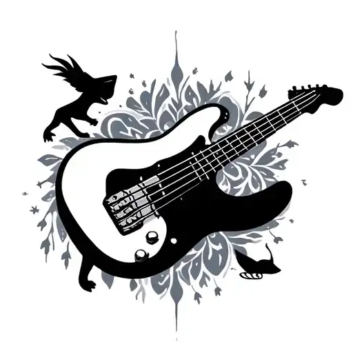A Combination Of Bass Guitar Strings And Animal Silhouettes Forming A Minimalist
