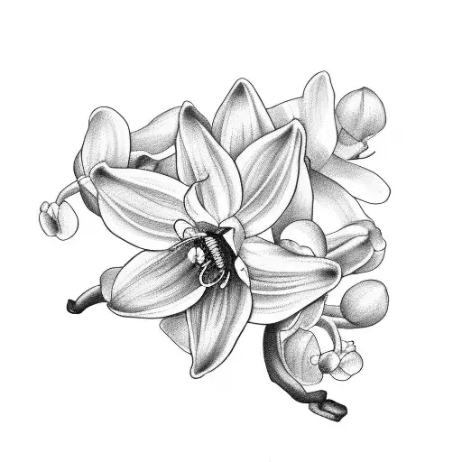 Vanilla Orchid On Vine