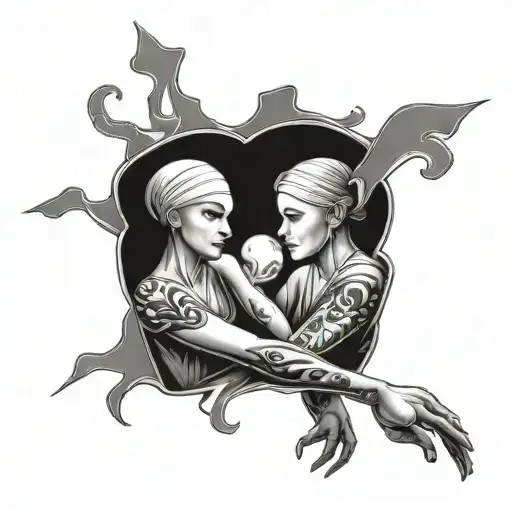 Cancer Fight Mother And Daughter Holding Hands