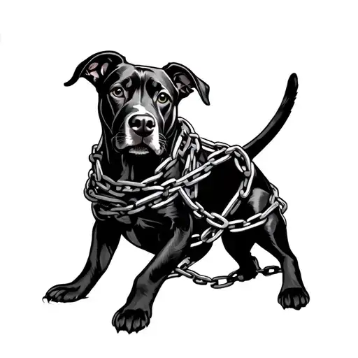 Dog With Chains Wrapped