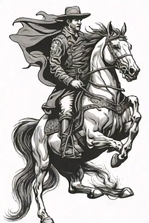 Man On Horse Riding Horse