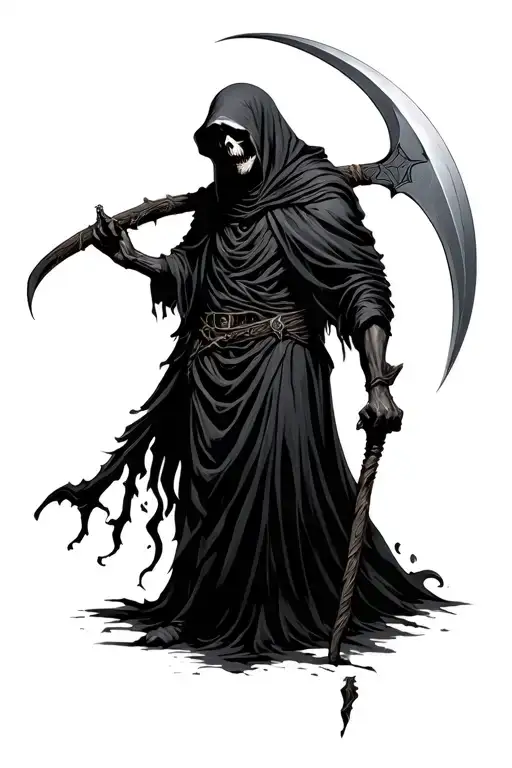 Grim Reaper Holding A Scythe