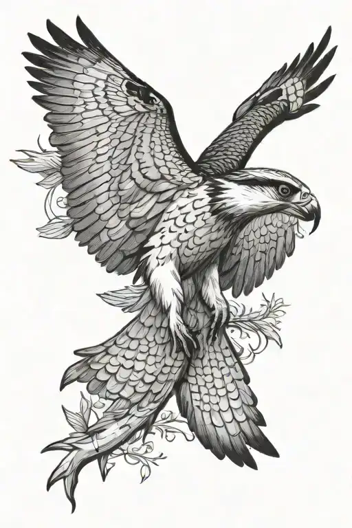 An Osprey Flying And Holding A Small Trout Near The River In The Forest