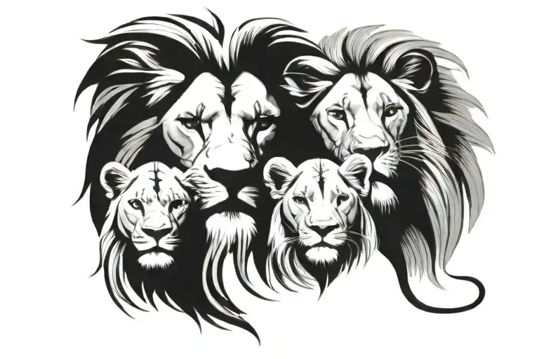 Lion Family Heads