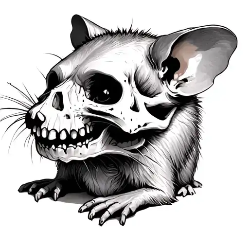 Opposum With A Pumpkin Skull