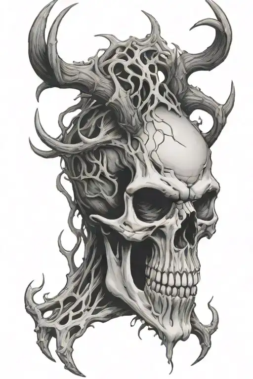 Wendigo Skull With Twisted Antlers