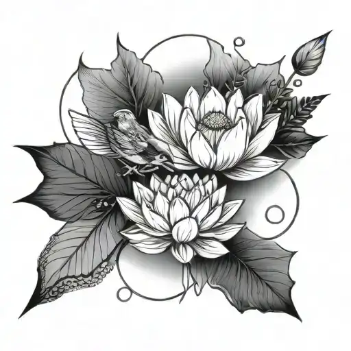 Lotus Moon Birds Infinity Line Arrow