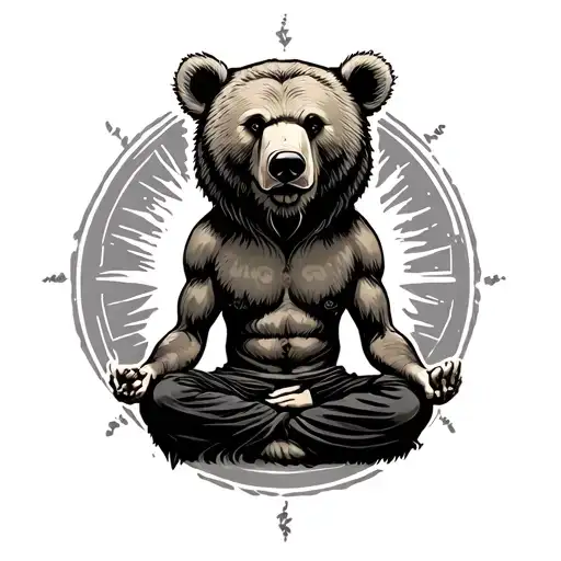 Man Meditation With Bear In The Back Ground