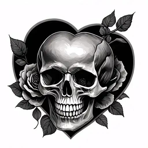 Skull Rose Date Heart