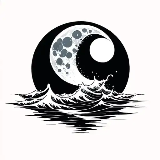 Moon And Water Waves