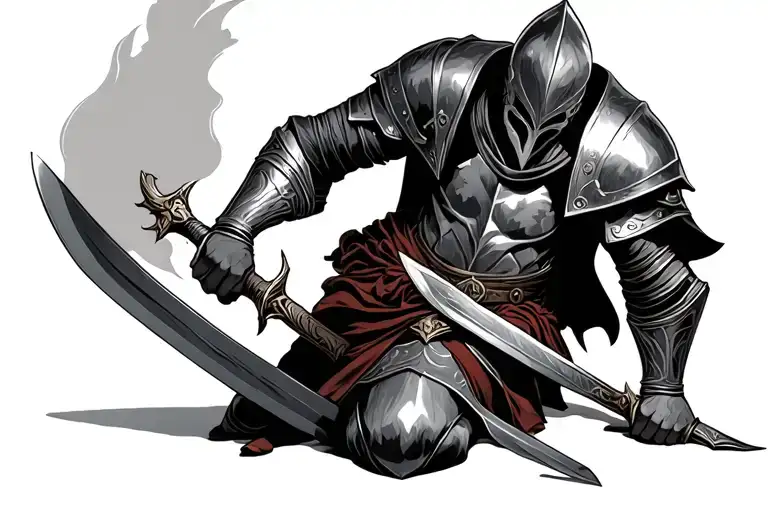 Wounded Kneeling Knight With Sword