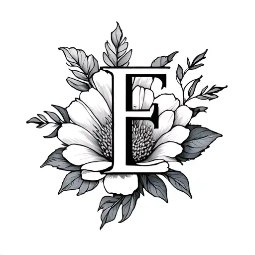 August Birth Flower With An Incorporate Letter E