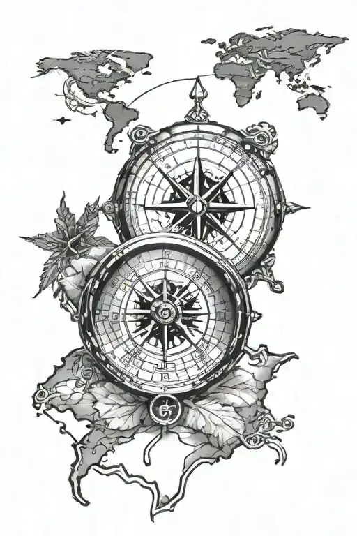 Nautical Compass Over Carribean Map