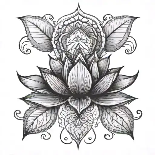 Lotus Sacral Geometry Thin Line Chakra Snake Leaves